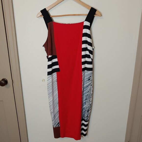 MILLY Dress Abstract Lou Lou Color Block Sheath Dress Sleeveless Modern Minimal - Picture 3 of 8